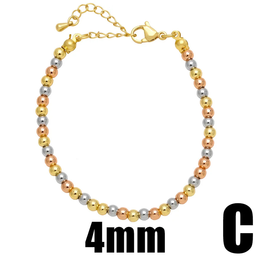simple style streetwear round copper plating 18k gold plated bracelets