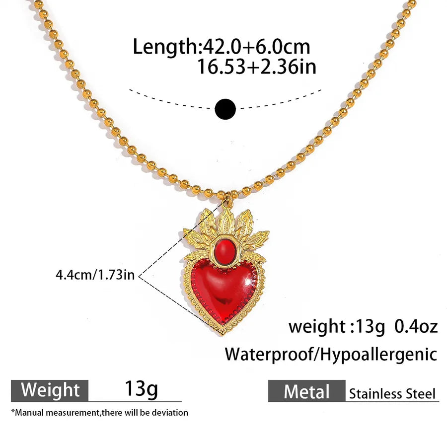 Malt Stainless Steel Heart Shaped Oil Drop Necklace Women's Halloween Hip Hop Punk Clavicle Chain  Jewelry