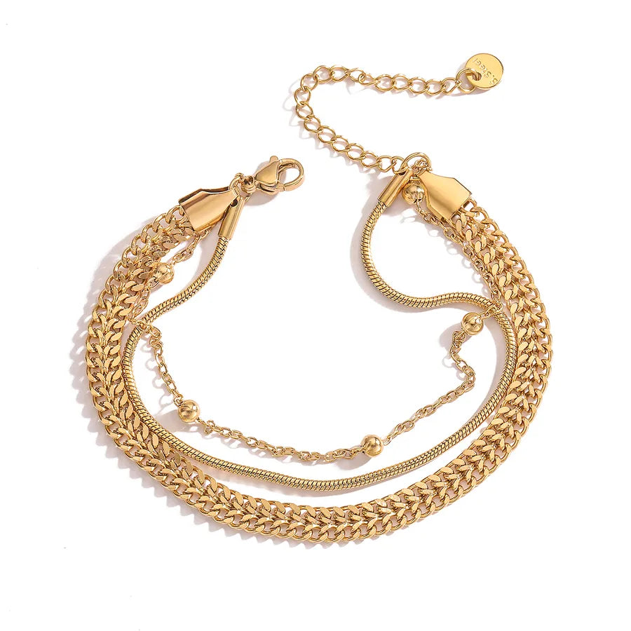 Simple Style Geometric 304 Stainless Steel 18K Gold Plated Bracelets In Bulk