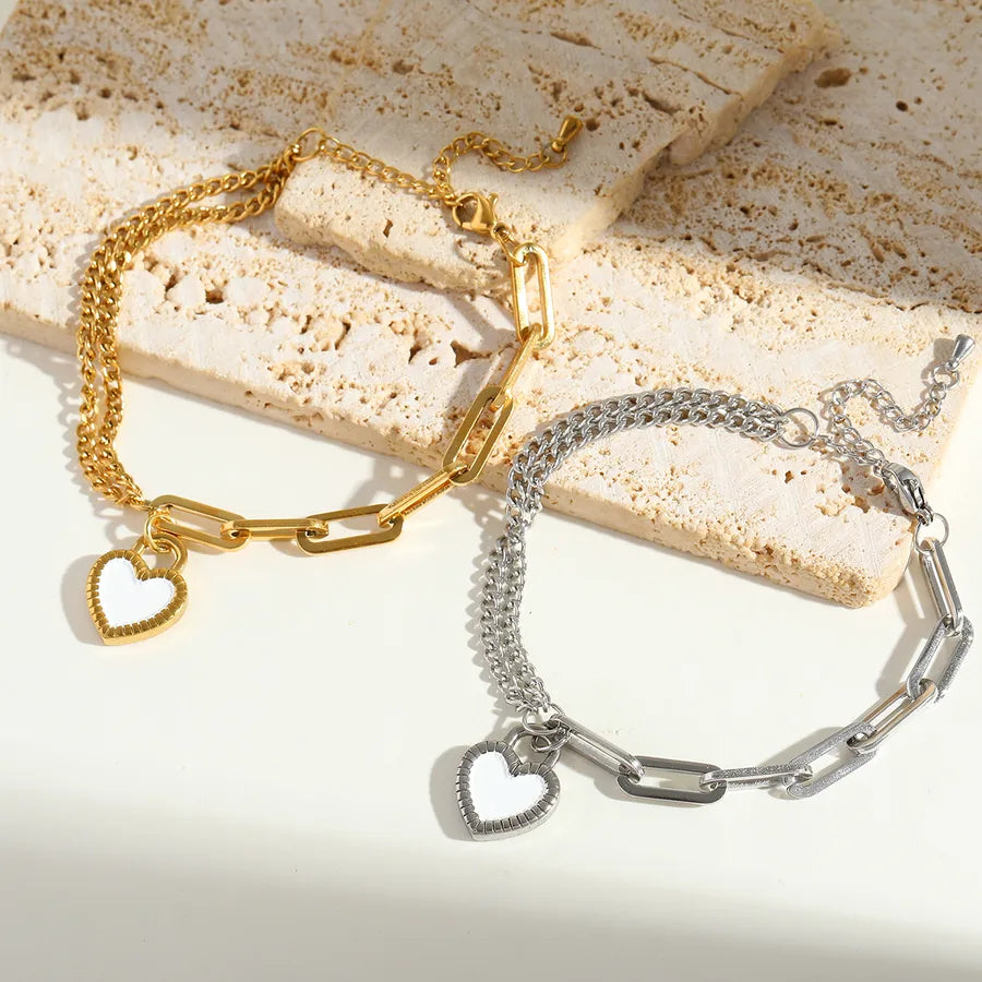 Elegant Heart Shape Titanium Steel 18K Gold Plated Bracelets In Bulk