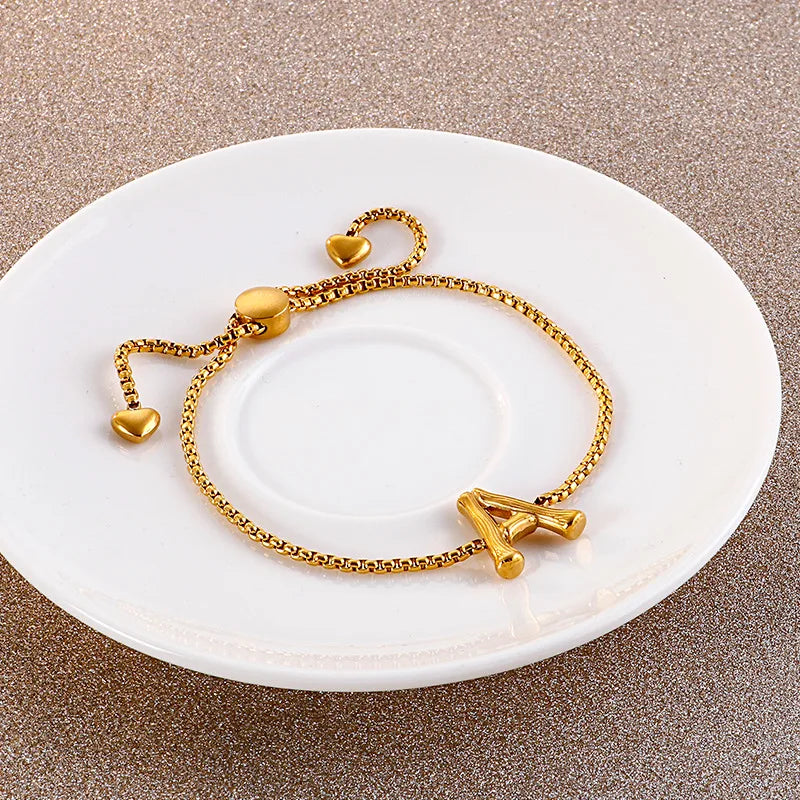 Letter Titanium Steel 18K Gold Plated Bracelets In Bulk