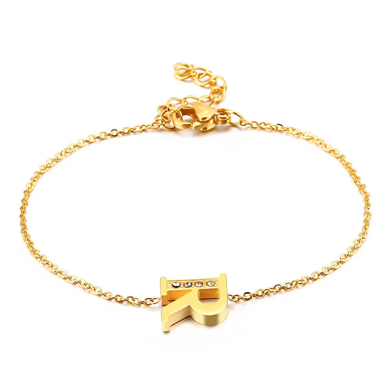 Letter 304 Stainless Steel 18K Gold Plated Bracelets In Bulk
