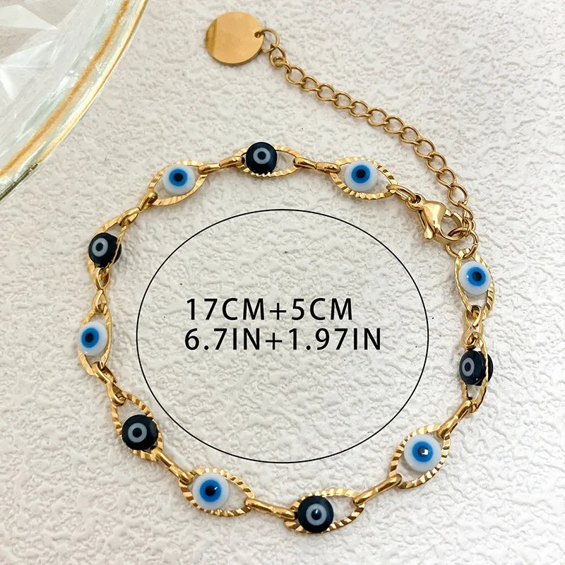 Vacation Devil's Eye 304 Stainless Steel 14K Gold Plated Bracelets In Bulk