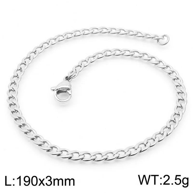 Trendy Personalized Hip Hop Stainless Steel NK Chain Bracelet  Style Geometry Pattern Vacuum Plated 18K Gold