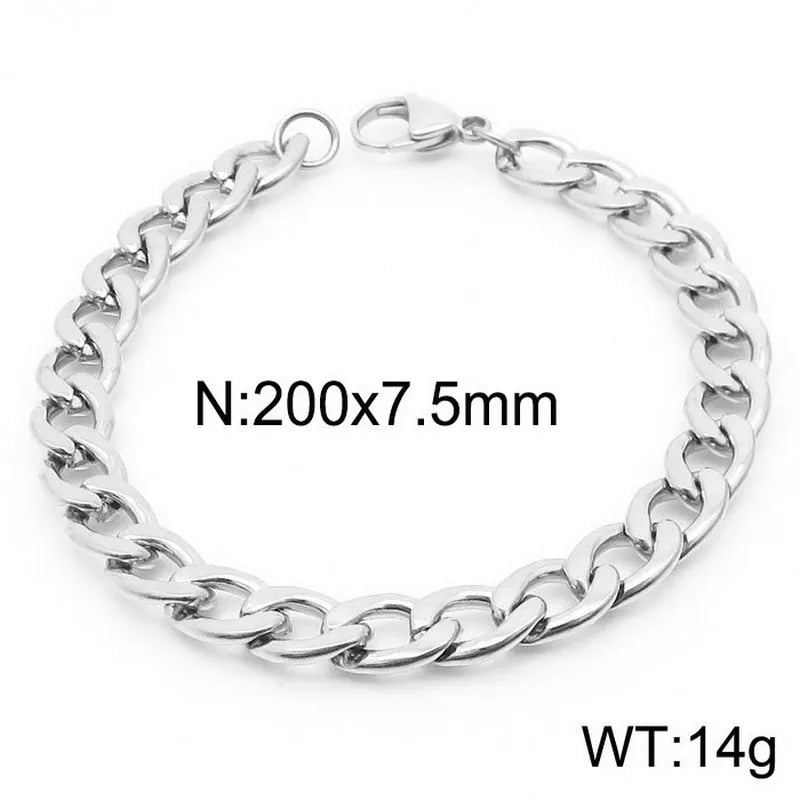 Trendy Personalized Hip Hop Stainless Steel NK Chain Bracelet  Style Geometry Pattern Vacuum Plated 18K Gold