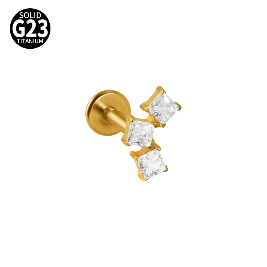 1 Piece Lip Rings Elegant Tropical Arc G23 Titanium Polishing Plating Inlay Zircon 18K Gold Plated Lip Rings Ear Cartilage Rings & Studs