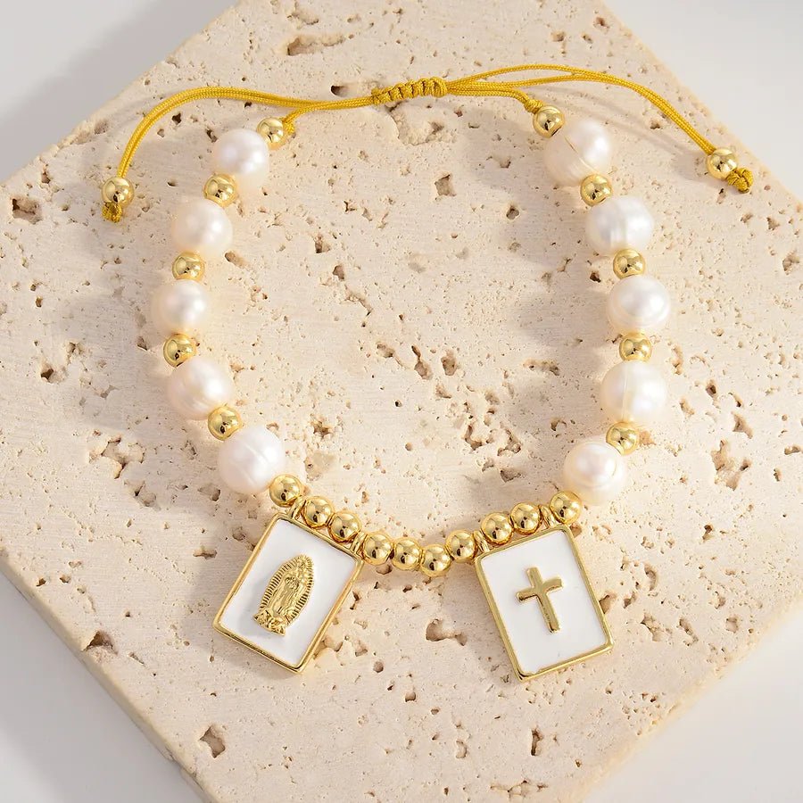 elegant cross star copper 18k gold plated bracelets in bulk