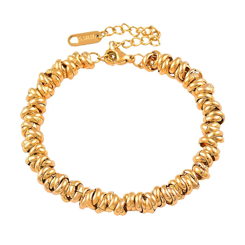 Basic Solid Color Titanium Steel 18K Gold Plated Bracelets In Bulk