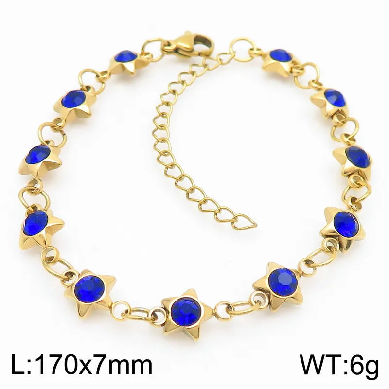 Simple Style Pentagram 304 Stainless Steel 18K Gold Plated Bracelets In Bulk