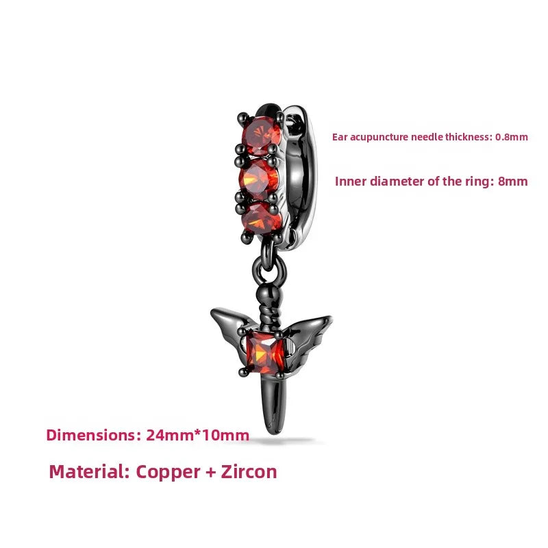 Unisex Ear Cartilage Rings & Studs Featuring Copper Cross Design with Zircon Inlay, Ideal for Festival Use
