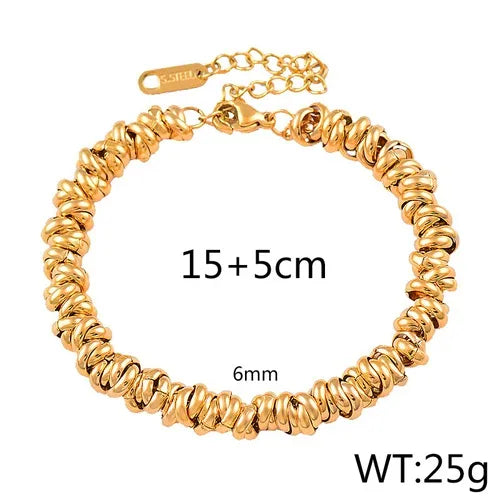Basic Solid Color Titanium Steel 18K Gold Plated Bracelets In Bulk