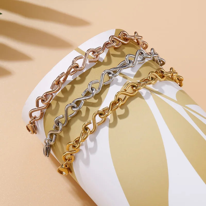 Fashion Number Titanium Steel 18K Gold Plated Bracelets In Bulk