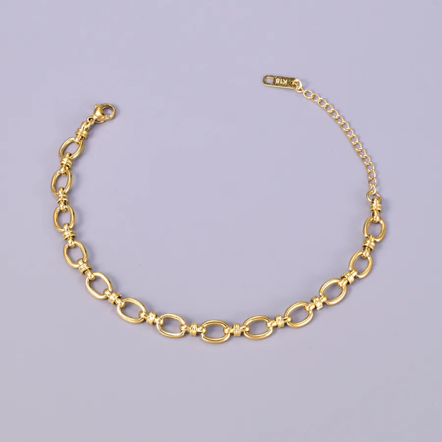 Elegant Simple Style Geometric 304 Stainless Steel 18K Gold Plated  Bracelets In Bulk