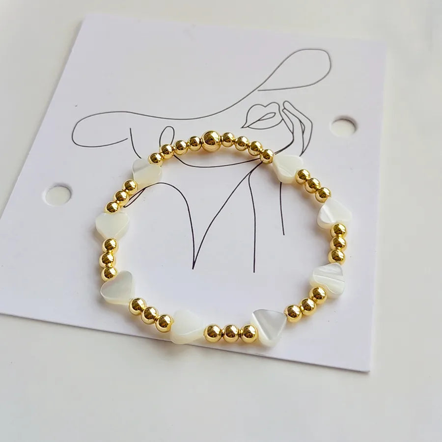 ins style heart shape shell copper plating 18k gold plated bracelets
