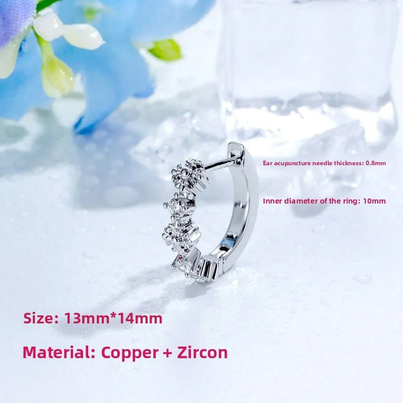 Unisex Copper Cross Ear Cartilage Rings & Studs with Zircon Inlay and Straight Barbell Piercing