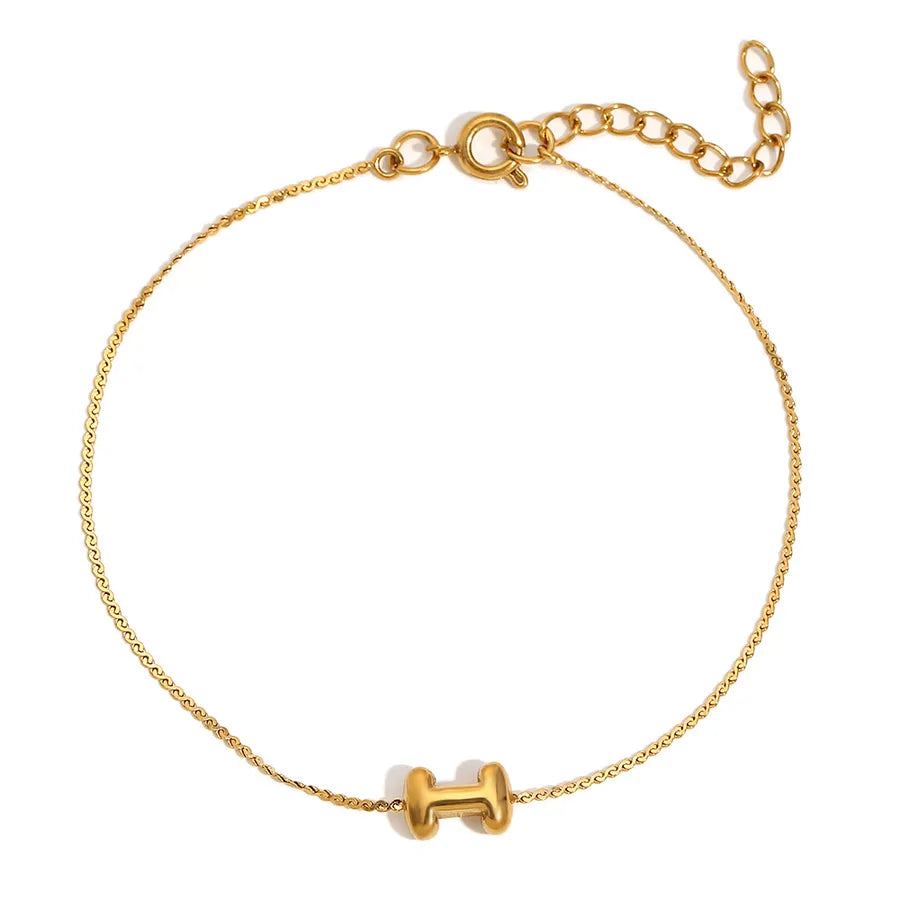 Simple Style Letter 304 Stainless Steel 18K Gold Plated  Bracelets In Bulk