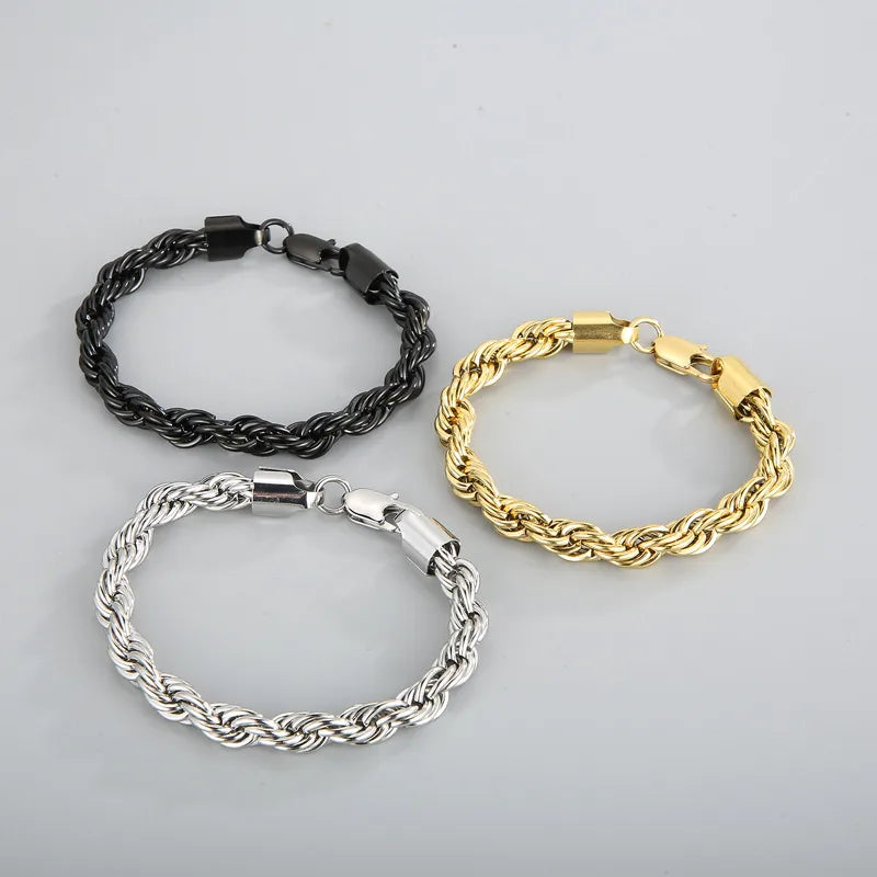 Simple Style Twist Stainless Steel 18K Gold Plated Bracelets In Bulk