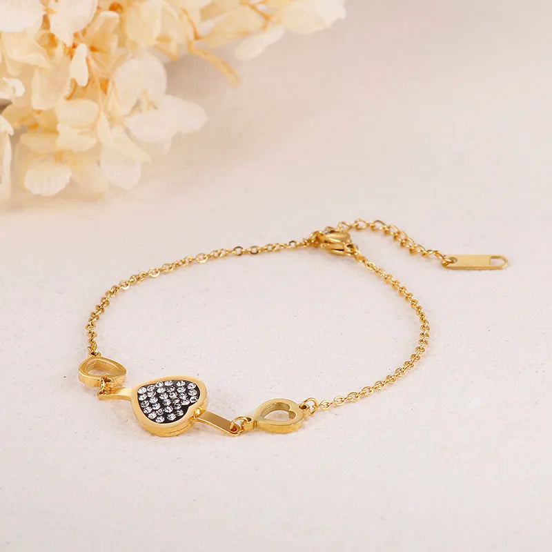 Fashion Heart Titanium Steel 18K Gold Plated Bracelets In Bulk