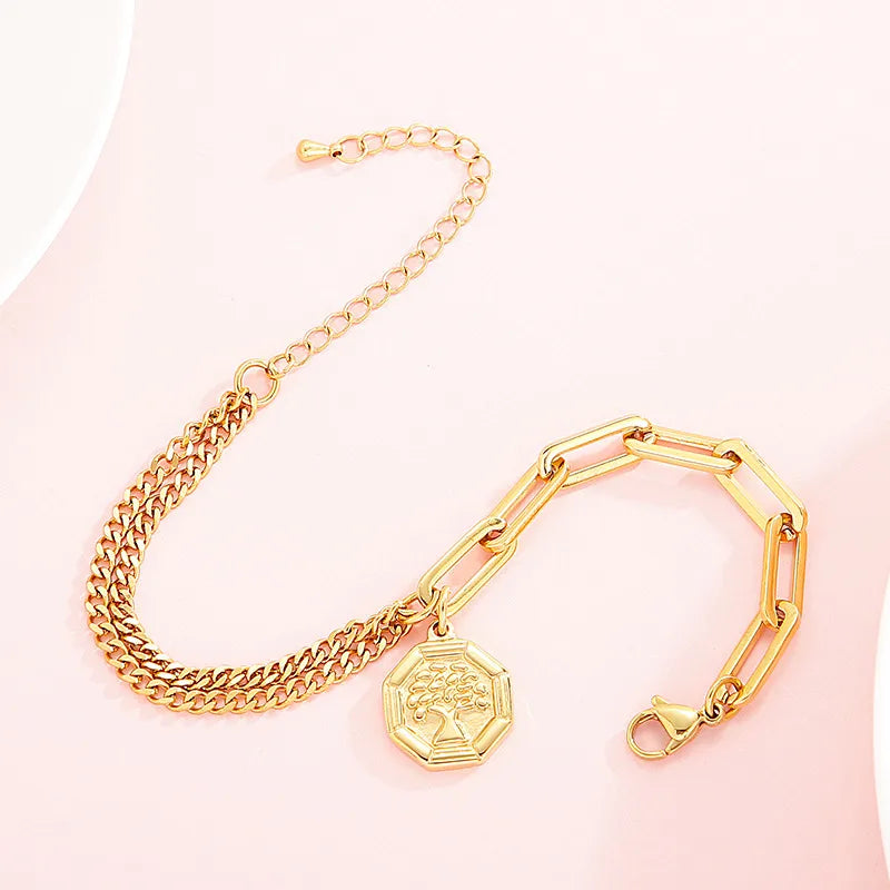 Fashion Geometric Titanium Steel 18K Gold Plated Bracelets In Bulk