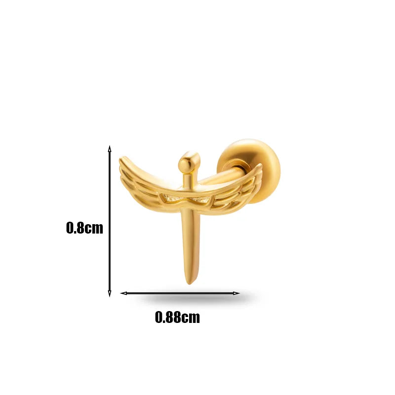1 Piece Ear Cartilage Rings & Studs Simple Style Geometric 316L Stainless Steel  Copper Plating Inlay Zircon