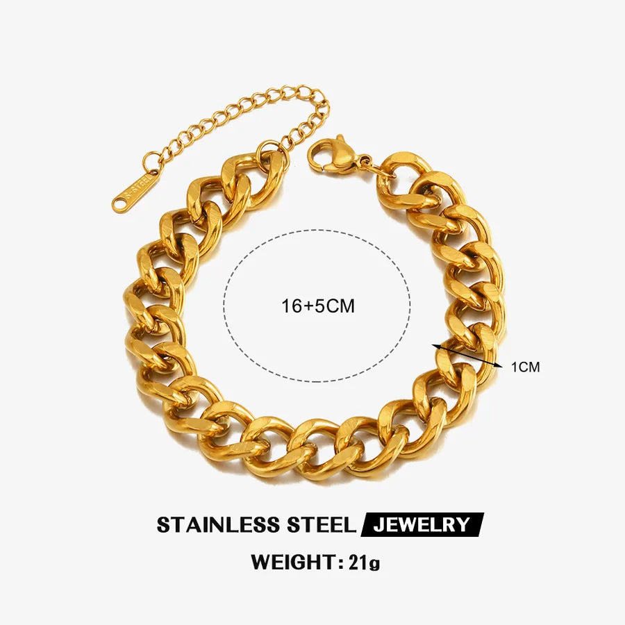 Rock Streetwear Geometric 304 Stainless Steel 18K Gold Plated Bracelets In Bulk
