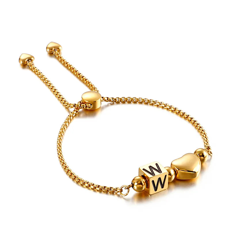 Korean Style Letter Titanium Steel 18K Gold Plated Bracelets In Bulk