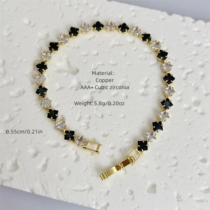 Wholesale Jewelry Classic Style Rhombus Copper Zircon 18K Gold Plated Bracelets