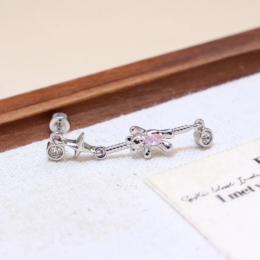 Cat Tassel Ear Cartilage Rings & Studs for Women in 316L Stainless Steel with Electroplated Gold Plating
