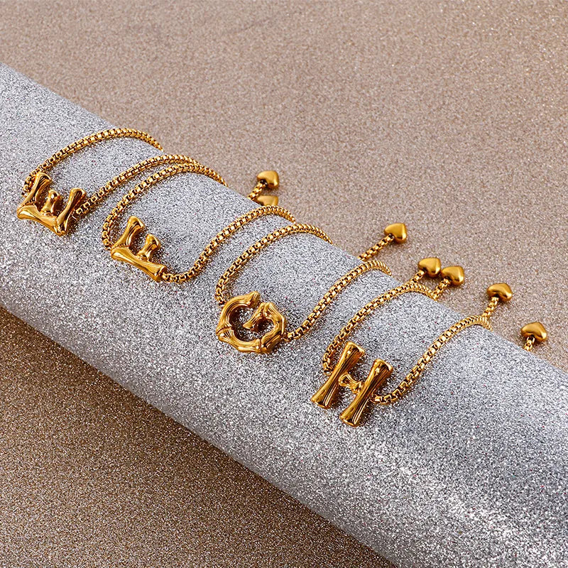 Letter Titanium Steel 18K Gold Plated Bracelets In Bulk