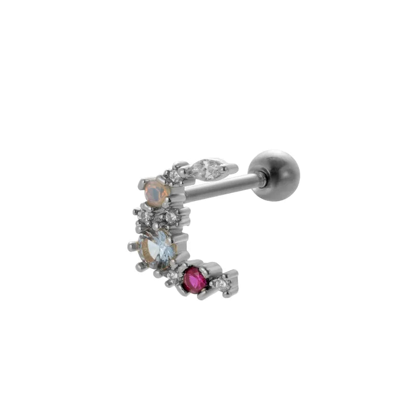 1 Piece Ear Cartilage Rings & Studs Vintage Style French Style Simple Style Leaves Water Droplets Heart Shape 316L Stainless Steel  Copper Plating Inlay Pearl Zircon