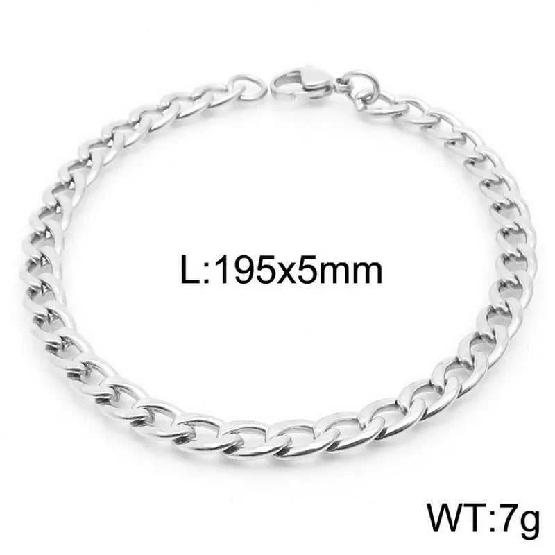 Trendy Personalized Hip Hop Stainless Steel NK Chain Bracelet  Style Geometry Pattern Vacuum Plated 18K Gold