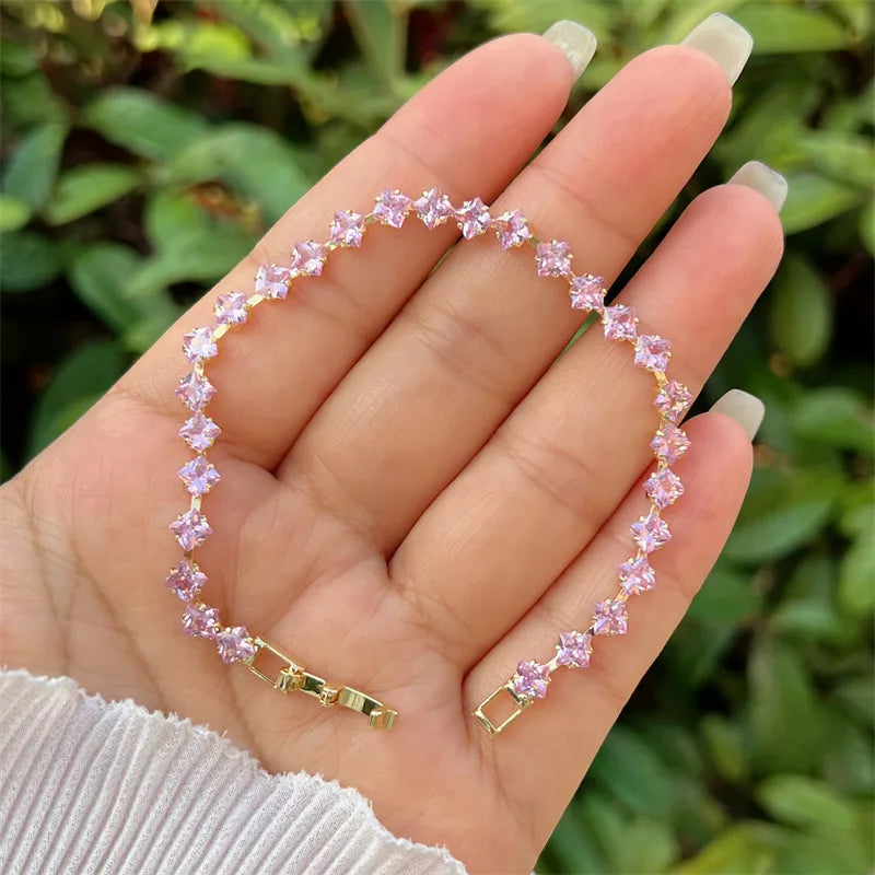 Wholesale Jewelry Classic Style Rhombus Copper Zircon 18K Gold Plated Bracelets
