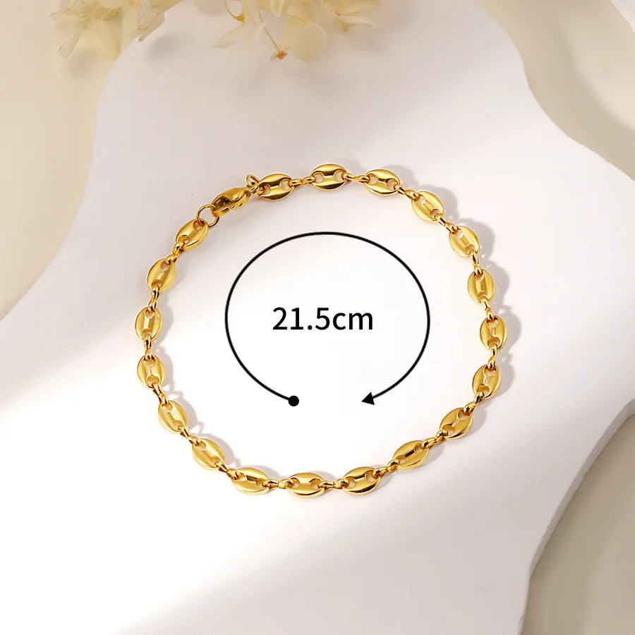 Simple Style Geometric 201 Stainless Steel 18K Gold Plated Bracelets In Bulk