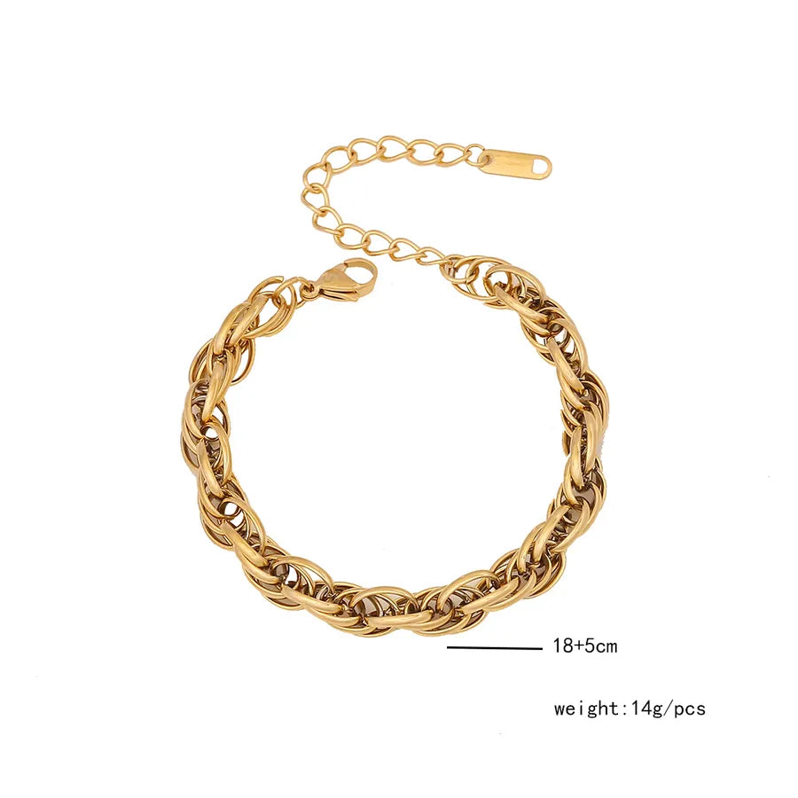 Simple Style Geometric Stainless Steel 18K Gold Plated Bracelets In Bulk