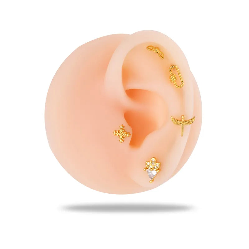 1 Piece Ear Cartilage Rings & Studs Simple Style Geometric 316L Stainless Steel  Copper Plating Inlay Zircon