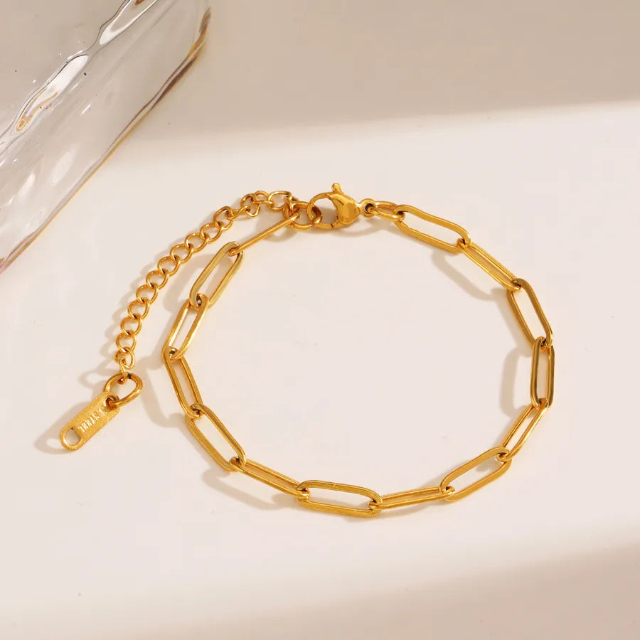 Simple Style IG Style Solid Color 304 Stainless Steel 18K Gold Plated Bracelets In Bulk