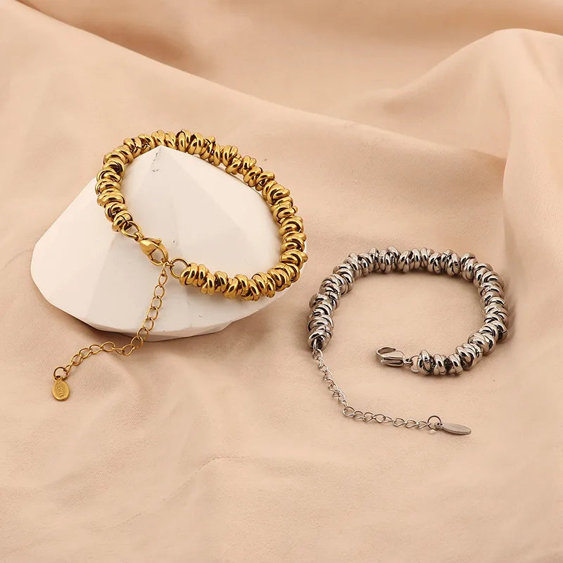 Basic Solid Color Titanium Steel 18K Gold Plated Bracelets In Bulk