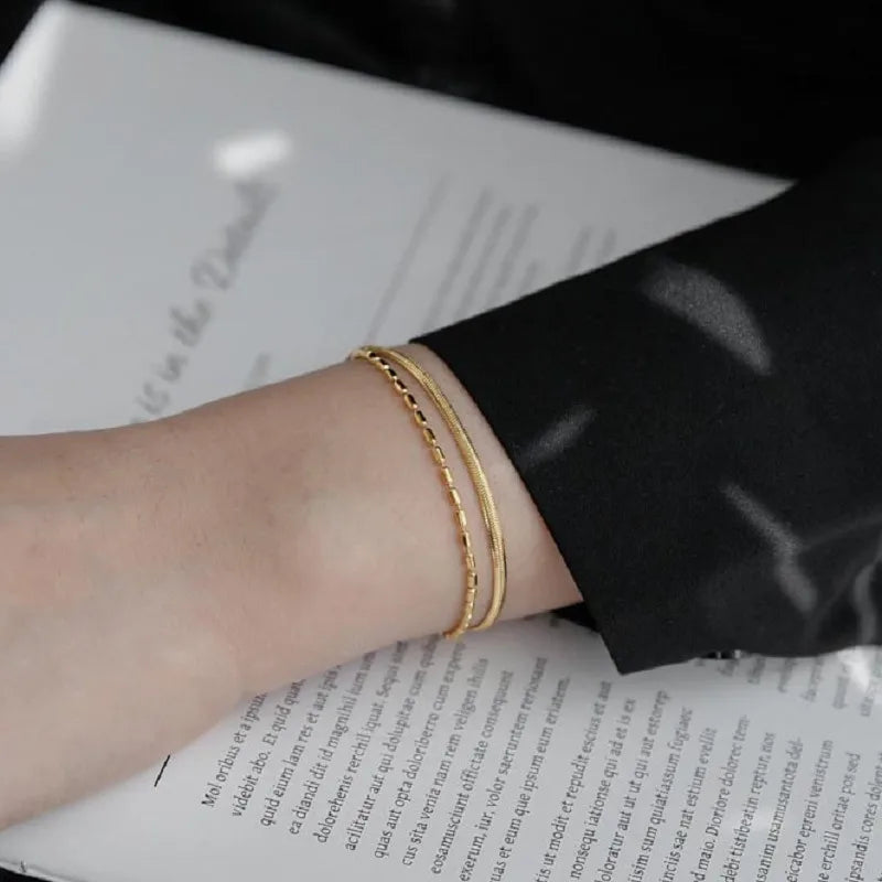 Geometric 304 Stainless Steel 18K Gold Plated Bracelets In Bulk