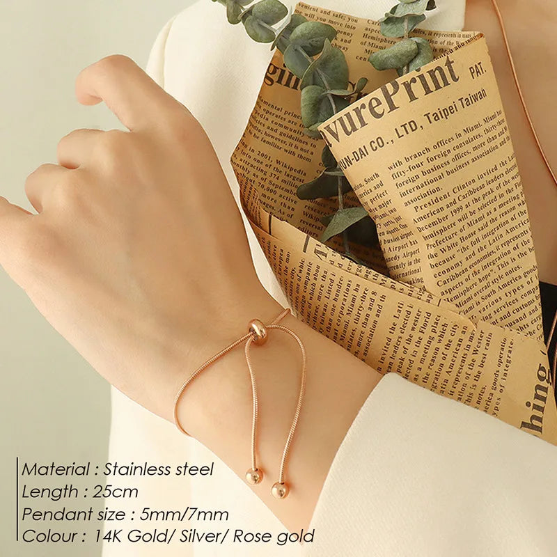 simple style solid color stainless steel 14k gold plated bracelets in bulk