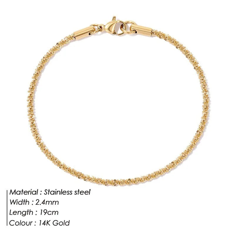 Simple Style Geometric Stainless Steel 14K Gold Plated Bracelets In Bulk