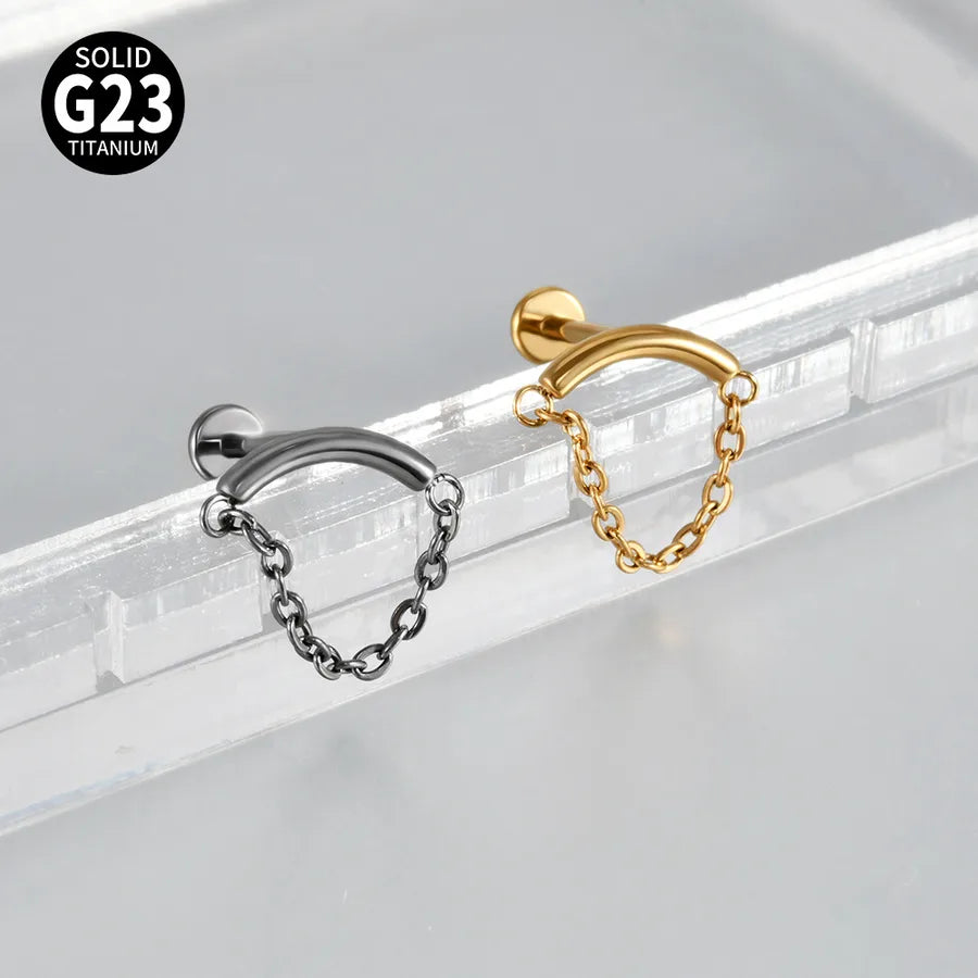 Arc Chain Earrings Titanium White Zircon Sea Horse Electroplated Fashionable Tulip Piercing Inner Tooth Ear Jewelry