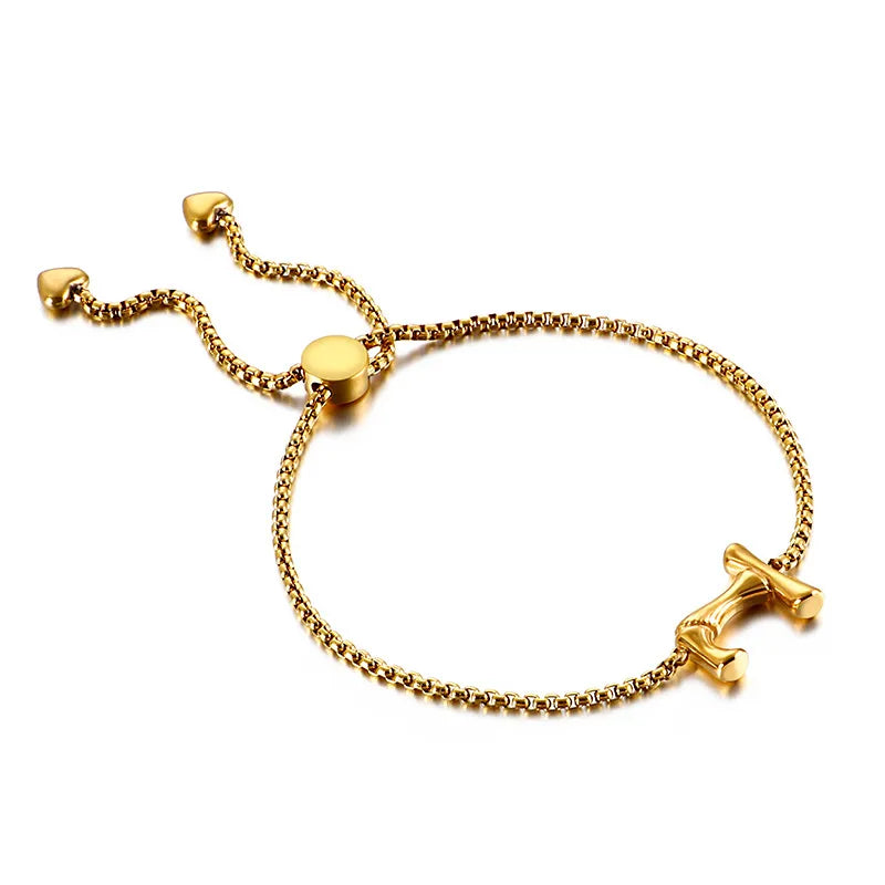 Letter Titanium Steel 18K Gold Plated Bracelets In Bulk