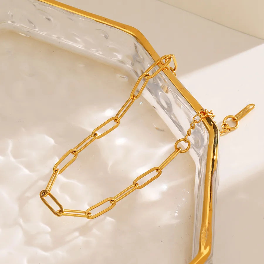 Simple Style IG Style Solid Color 304 Stainless Steel 18K Gold Plated Bracelets In Bulk