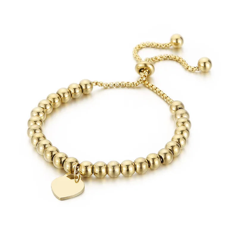Fashion Heart Titanium Steel 18K Gold Plated Bracelets In Bulk