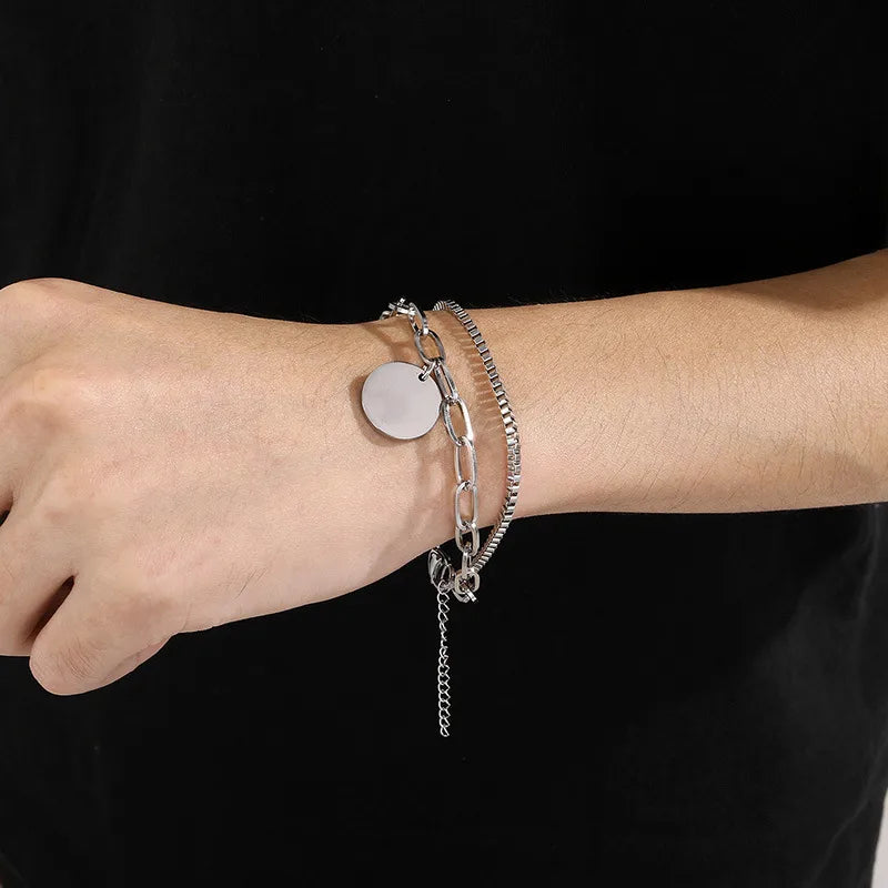 Hip-Hop Geometric Titanium Steel 18K Gold Plated Bracelets In Bulk