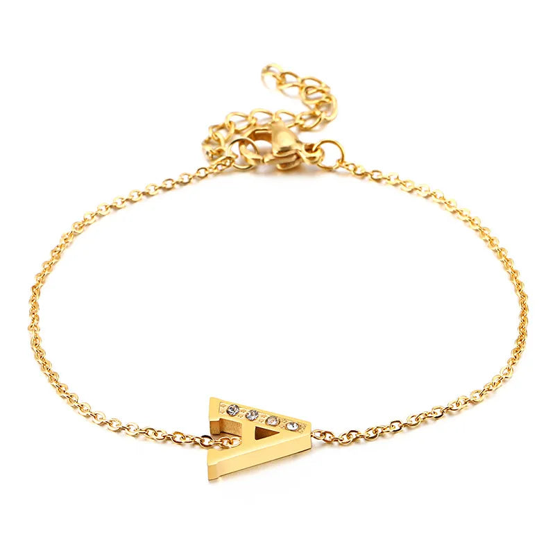 Fashion Letter Titanium Steel 18K Gold Plated Bracelets In Bulk