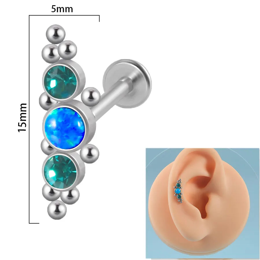 1 Piece Ear Cartilage Rings & Studs Simple Style Round 304 Stainless Steel Copper Zircon Inlay Resin Zircon