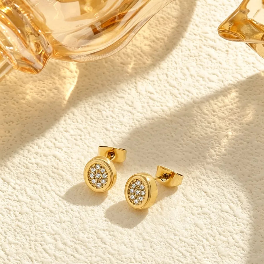 Heart Shape Stud Earrings For Women in Silver Featuring Titanium Steel and Titanium Alloy with Zircon Inlay