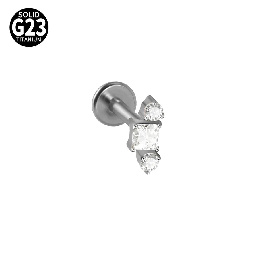 1 Piece Lip Rings Elegant Tropical Arc G23 Titanium Polishing Plating Inlay Zircon 18K Gold Plated Lip Rings Ear Cartilage Rings & Studs
