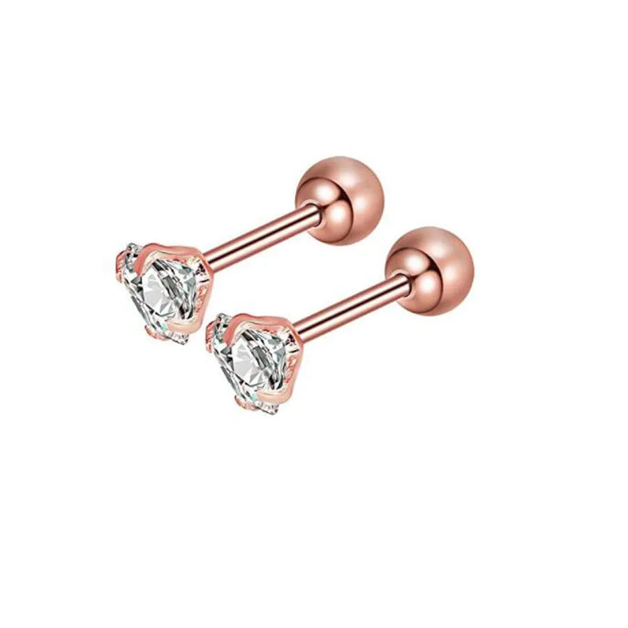 simple style geometric stainless steel inlay zircon ear studs 1 piece